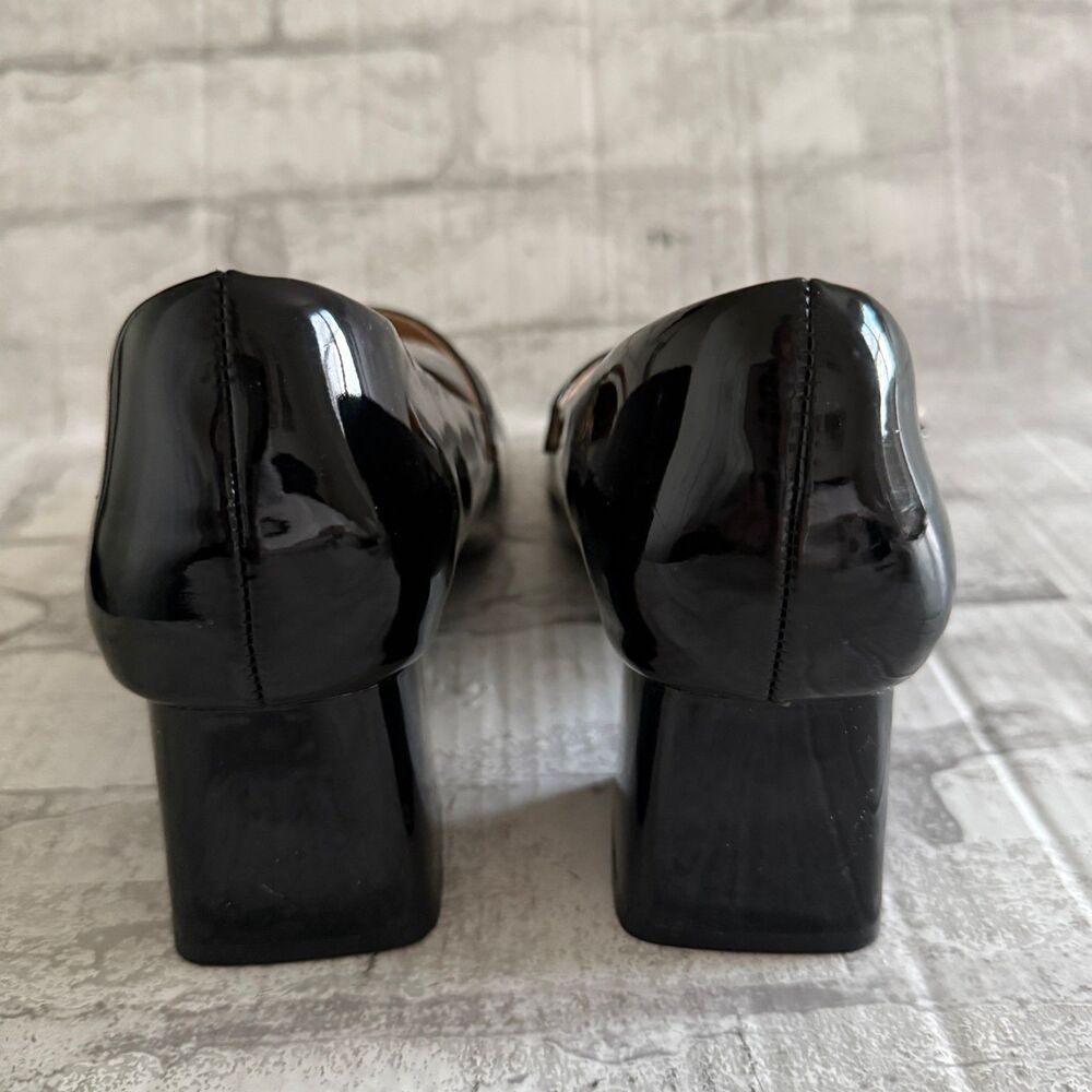 NWOB Trary Black Patent Leather Chunky Block Heel Round Toe Mary Jane Pumps Sz 9 - Picture 4 of 12
